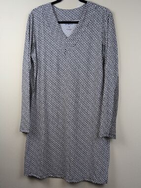 IBKUL Black & White Geometric V-Neck Long Sleeve Dress Size XL